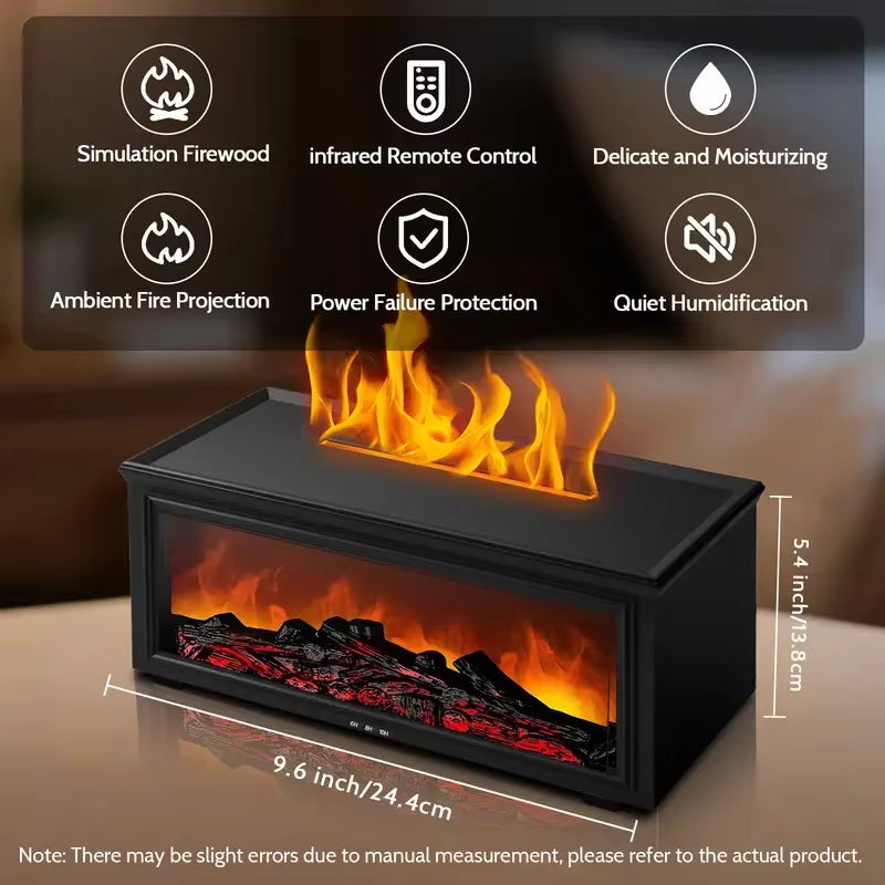 Flame Effect USB Essential Oil Diffuser with 7 Color LEDs, 4 Timers - Perfect for Office & Bedroom, 9.47Oz Capacity