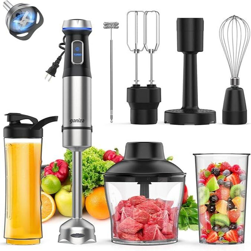 Big Promotion88Ganiza 8-In-1 Hand Blender - Contains 8 Parts, Maximum Power 1000W, Powerful Motor, 16 Speed Mode Electric Beater, Stainless Steel Blades, Equipped with 800Ml Blender Cup, 600Ml Chopper, Egg Beater, Milk Frother and Potato Masher.