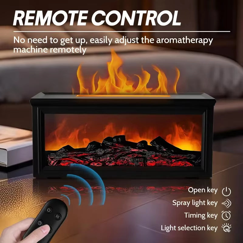 Flame Effect USB Essential Oil Diffuser with 7 Color LEDs, 4 Timers - Perfect for Office & Bedroom, 9.47Oz Capacity