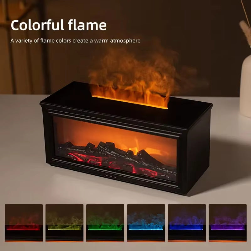 Flame Effect USB Essential Oil Diffuser with 7 Color LEDs, 4 Timers - Perfect for Office & Bedroom, 9.47Oz Capacity