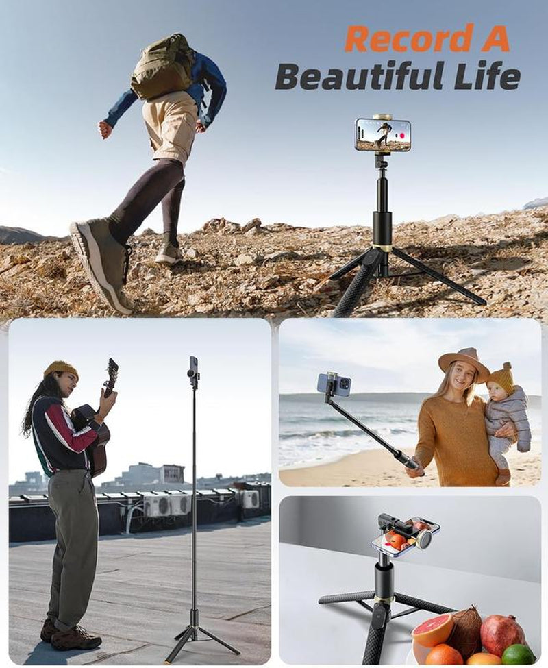 62" Phone Tripod & Selfie Stick, Tripod for Iphone with Remote, Portable, Lightweight Travel Stand for Selfies Video Recording Vlog, Extendable Stand Compatible with Iphone Android Vimose