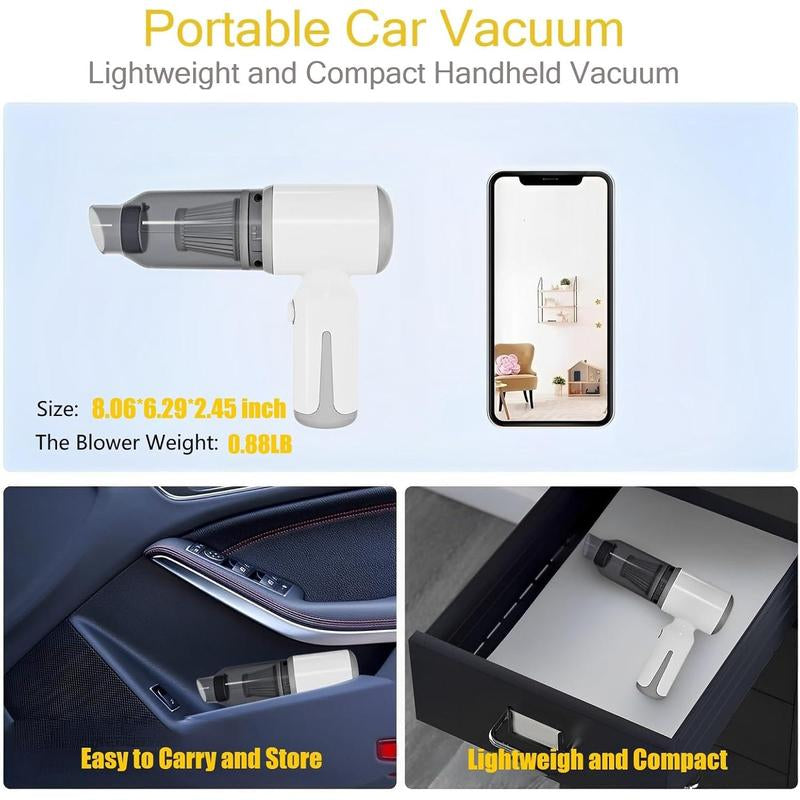 Mini Cordless Vacuum, Small Handheld Vacuum Cleaner 9000PA High Power Suction, Portable 3 in 1 Little Vacuum &Air Blower & Pump for Small Space at Home&Office Clean