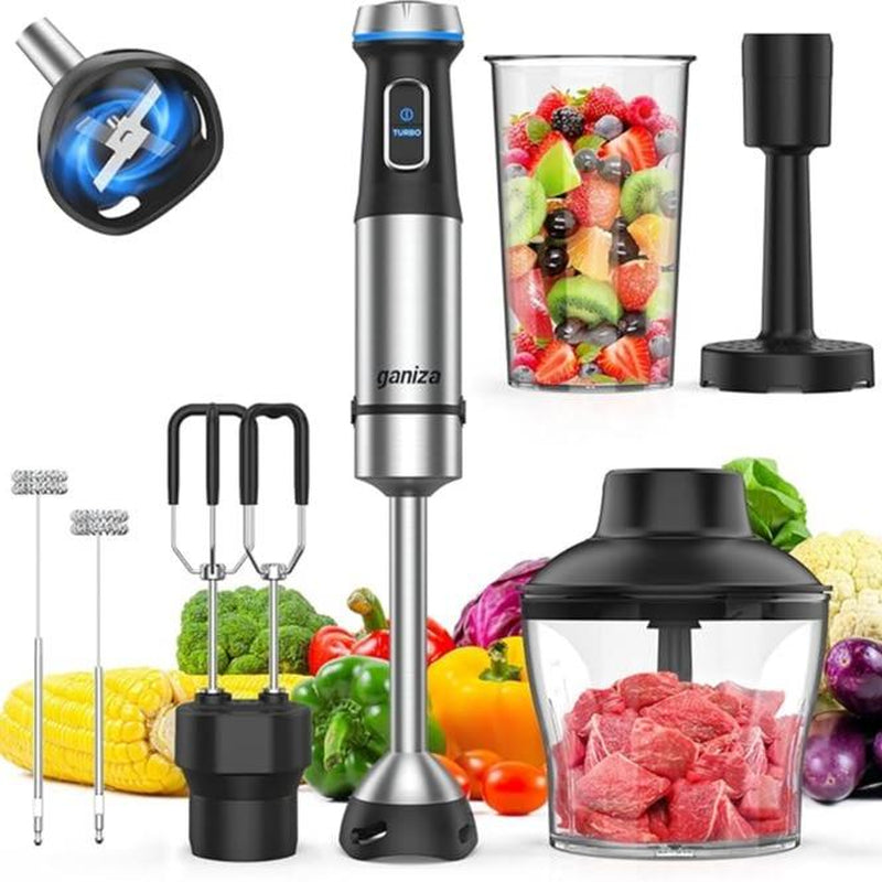 Big Promotion88Ganiza 8-In-1 Hand Blender - Contains 8 Parts, Maximum Power 1000W, Powerful Motor, 16 Speed Mode Electric Beater, Stainless Steel Blades, Equipped with 800Ml Blender Cup, 600Ml Chopper, Egg Beater, Milk Frother and Potato Masher.