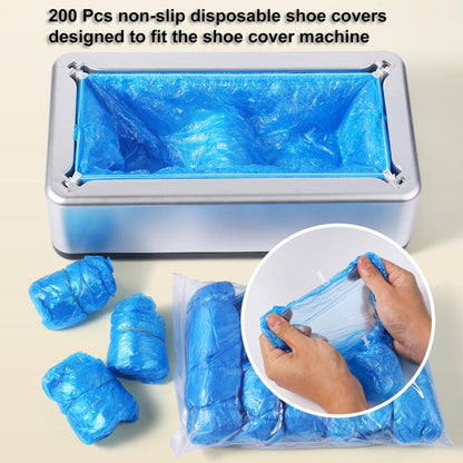 LYSHIYI Shoe Covers Dispenser with 200Pcs Shoe Cover Disposable Non Slip, User-Friendly and Durable Shoe Cover Machine, Fits Size up to 11 US Men, Widely Applicable in Indoor, Hospital(Silver) Household Items