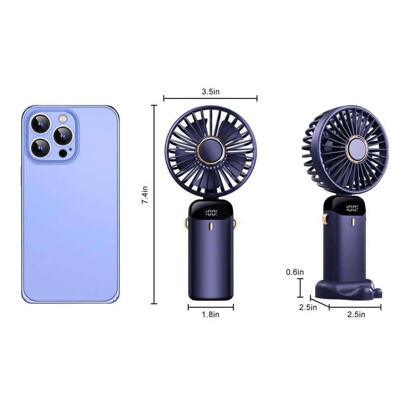 3 in 1 Hand Fan & 4000Mah Portable Fan,Mini, Foldableusb Rechargeable, Ldeal for Travel & Outdoor and Summer