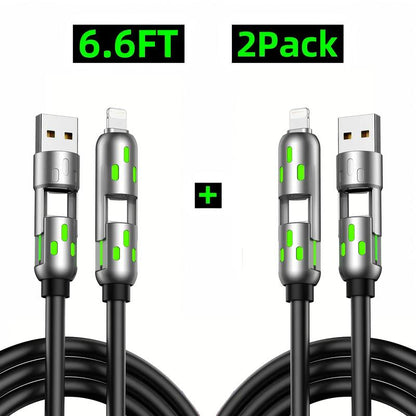 [Buy 1 Get 1 Free] 6.6Ft 4-In-1 Multi USB Charging Cable with USB A,Type C,Lightning-Max65W Fast Charging & Data Sync for Iphone16/15,Ipad Pro, Fast Charger Usb Cable 4-In-1 Fast Breathing Light -Max 1 Usb-C Data 4 1 Charging Cable