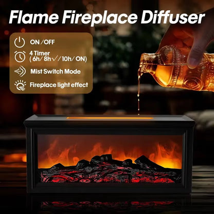 Flame Effect USB Essential Oil Diffuser with 7 Color LEDs, 4 Timers - Perfect for Office & Bedroom, 9.47Oz Capacity