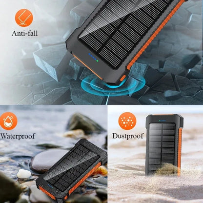 50000Mah Large-Capacity Portable Outdoor Power Bank Waterproof Solar Charging Emergency Power Bank for Iphone Samsung Xiaomi