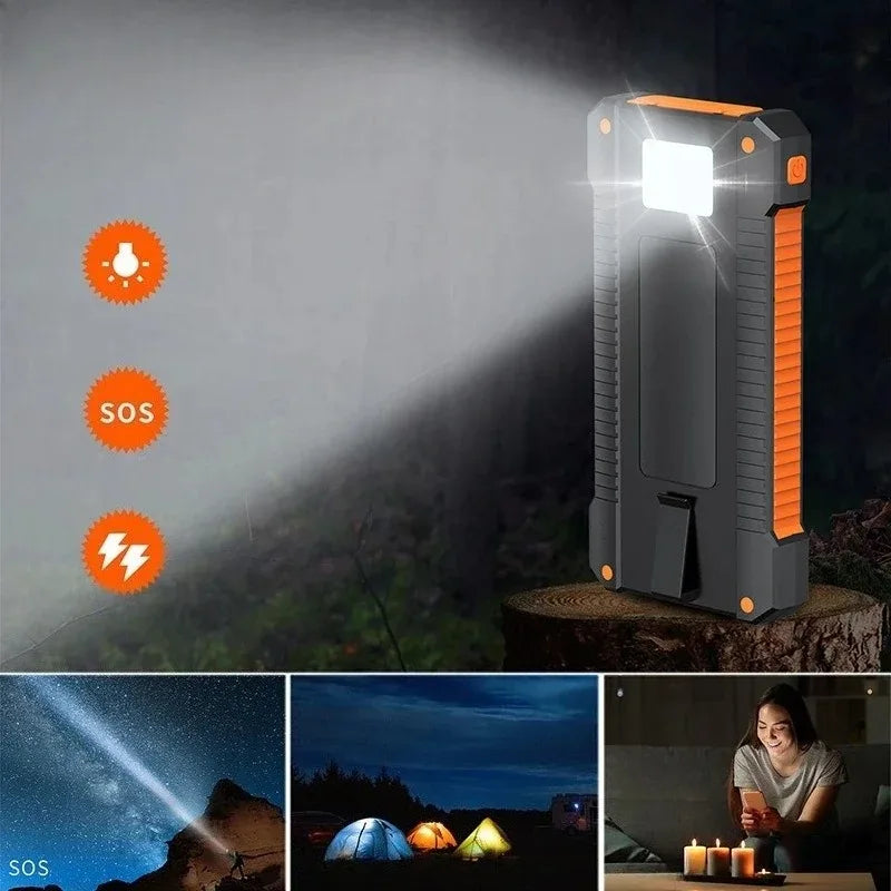 50000Mah Large-Capacity Portable Outdoor Power Bank Waterproof Solar Charging Emergency Power Bank for Iphone Samsung Xiaomi