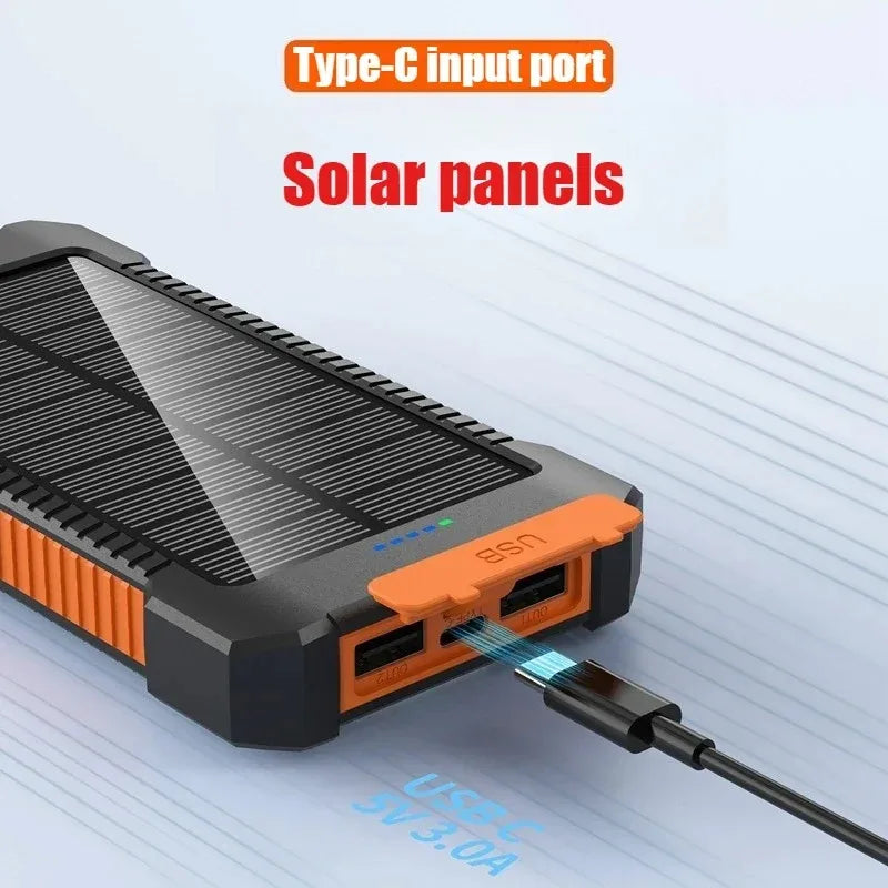 50000Mah Large-Capacity Portable Outdoor Power Bank Waterproof Solar Charging Emergency Power Bank for Iphone Samsung Xiaomi