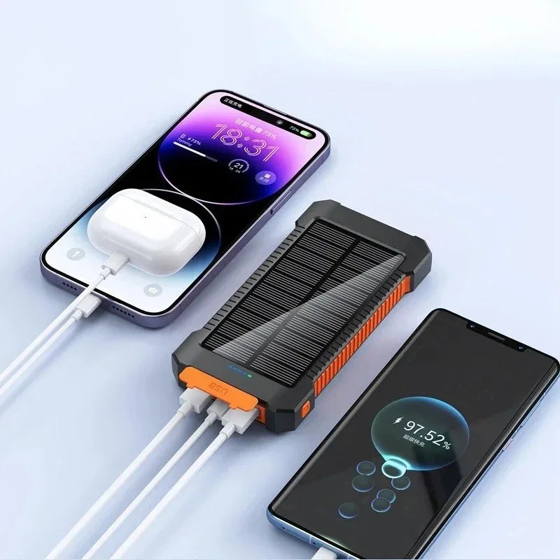 50000Mah Large-Capacity Portable Outdoor Power Bank Waterproof Solar Charging Emergency Power Bank for Iphone Samsung Xiaomi