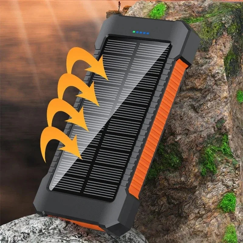 50000Mah Large-Capacity Portable Outdoor Power Bank Waterproof Solar Charging Emergency Power Bank for Iphone Samsung Xiaomi