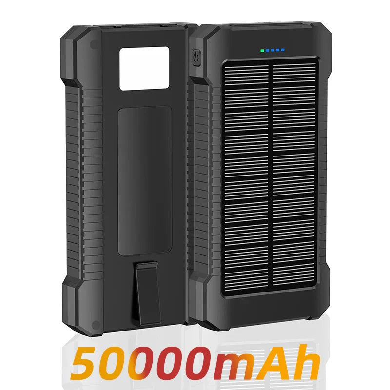 50000Mah Large-Capacity Portable Outdoor Power Bank Waterproof Solar Charging Emergency Power Bank for Iphone Samsung Xiaomi