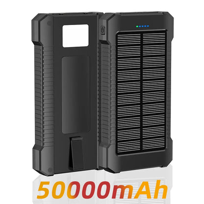 50000Mah Large-Capacity Portable Outdoor Power Bank Waterproof Solar Charging Emergency Power Bank for Iphone Samsung Xiaomi