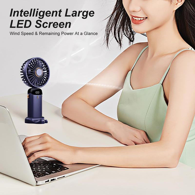 3 in 1 Hand Fan & 4000Mah Portable Fan,Mini, Foldableusb Rechargeable, Ldeal for Travel & Outdoor and Summer