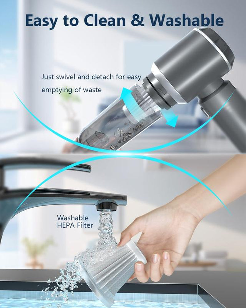 Mini Vacuum Cordless, Portable Vacuum Cordless for Car, 4-In-1 20000PA High Power Portable Rechargeable Vacuum Cleaner with Brushless Motor, Small Handheld Vacuum & Air Blower & Pump-Grey