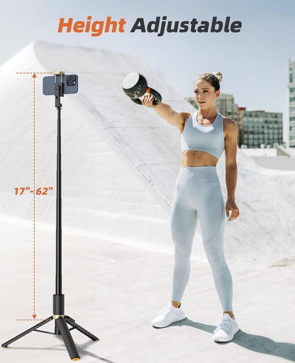 62" Phone Tripod & Selfie Stick, Tripod for Iphone with Remote, Portable, Lightweight Travel Stand for Selfies Video Recording Vlog, Extendable Stand Compatible with Iphone Android Vimose