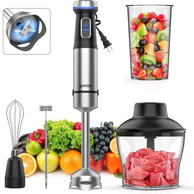 Big Promotion88Ganiza 8-In-1 Hand Blender - Contains 8 Parts, Maximum Power 1000W, Powerful Motor, 16 Speed Mode Electric Beater, Stainless Steel Blades, Equipped with 800Ml Blender Cup, 600Ml Chopper, Egg Beater, Milk Frother and Potato Masher.
