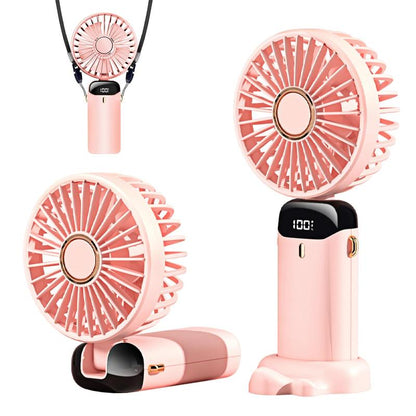 3 in 1 Hand Fan & 4000Mah Portable Fan,Mini, Foldableusb Rechargeable, Ldeal for Travel & Outdoor and Summer