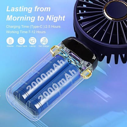 3 in 1 Hand Fan & 4000Mah Portable Fan,Mini, Foldableusb Rechargeable, Ldeal for Travel & Outdoor and Summer