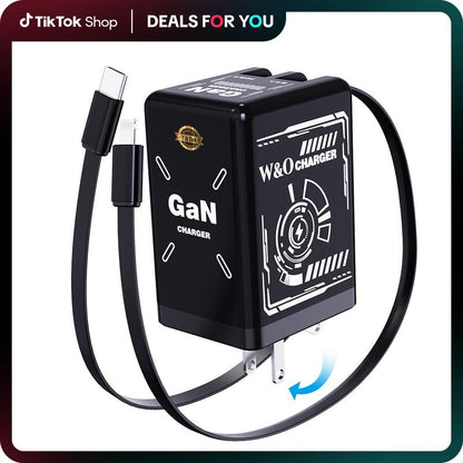 Retractable Car Charger 4 in 1(Updated)Usb C Fast Charging Adapter with Dual Charge Port, Lightning Cable, Compatible with Electronic Cellphone Mobile