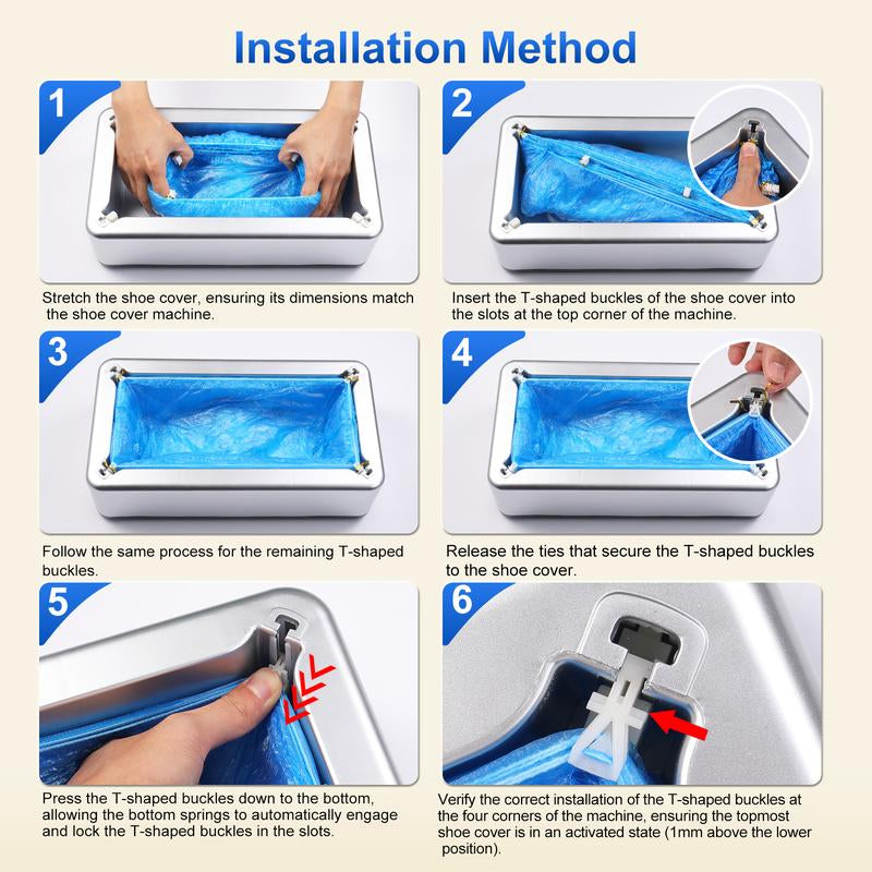 LYSHIYI Shoe Covers Dispenser with 200Pcs Shoe Cover Disposable Non Slip, User-Friendly and Durable Shoe Cover Machine, Fits Size up to 11 US Men, Widely Applicable in Indoor, Hospital(Silver) Household Items
