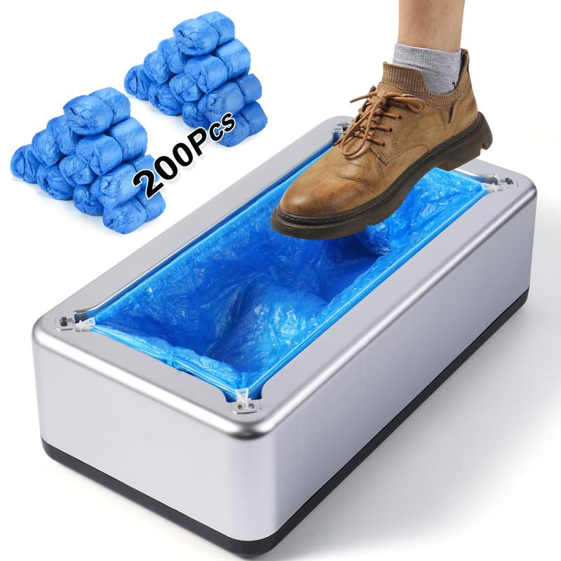 LYSHIYI Shoe Covers Dispenser with 200Pcs Shoe Cover Disposable Non Slip, User-Friendly and Durable Shoe Cover Machine, Fits Size up to 11 US Men, Widely Applicable in Indoor, Hospital(Silver) Household Items