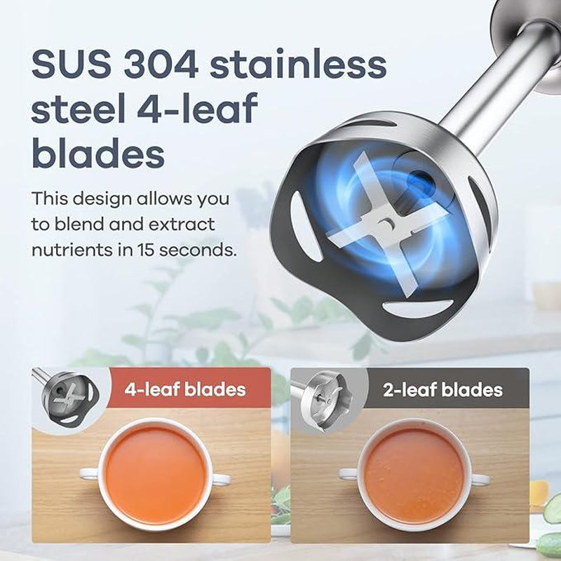 Big Promotion88Ganiza 8-In-1 Hand Blender - Contains 8 Parts, Maximum Power 1000W, Powerful Motor, 16 Speed Mode Electric Beater, Stainless Steel Blades, Equipped with 800Ml Blender Cup, 600Ml Chopper, Egg Beater, Milk Frother and Potato Masher.