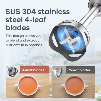 Big Promotion88Ganiza 8-In-1 Hand Blender - Contains 8 Parts, Maximum Power 1000W, Powerful Motor, 16 Speed Mode Electric Beater, Stainless Steel Blades, Equipped with 800Ml Blender Cup, 600Ml Chopper, Egg Beater, Milk Frother and Potato Masher.