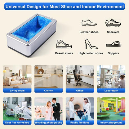LYSHIYI Shoe Covers Dispenser with 200Pcs Shoe Cover Disposable Non Slip, User-Friendly and Durable Shoe Cover Machine, Fits Size up to 11 US Men, Widely Applicable in Indoor, Hospital(Silver) Household Items